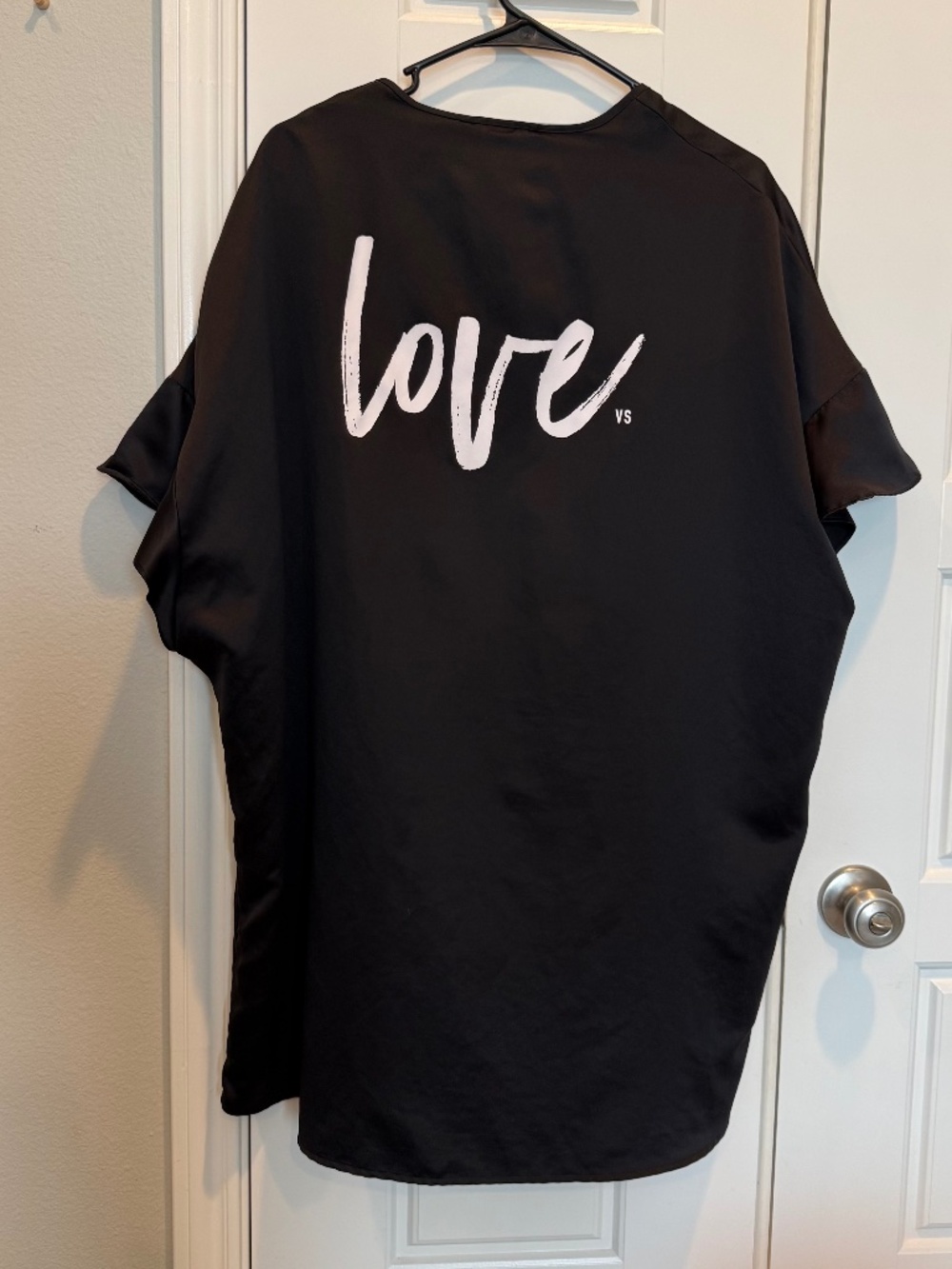 Victoria's Secret Black LOVE Satin Cover Up One Size